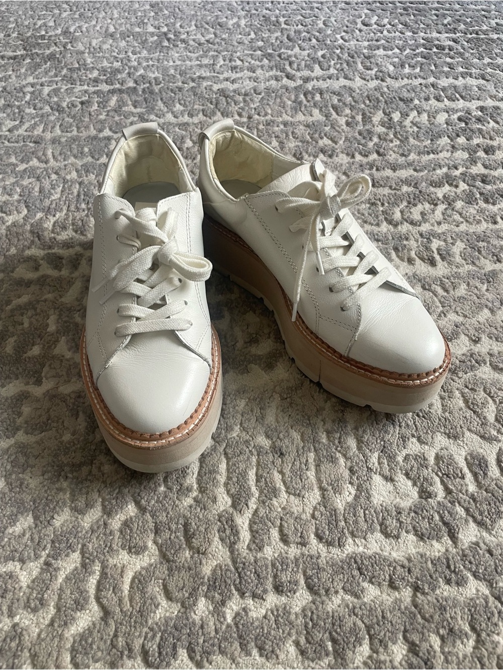 Dolce Vita White Platform Lace-Up Trainers with Tan Welt